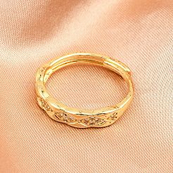 Brass Micro Pave Cubic Zirconia Cuff Rings for Women&nbsp;RJEW-Z113-36G