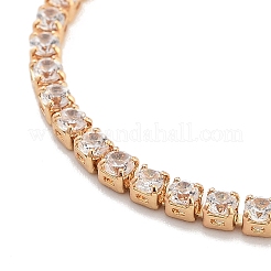 Brass Pave Clear Cubic Zirconia Flat Round Box Chain Slider Bracelets&nbsp;BJEW-B094-12A-G