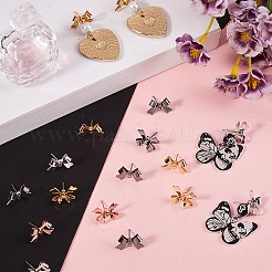 50Pcs 5 Colors Bowknot Brass Stud Earring Findings&nbsp;KK-SP0001-47