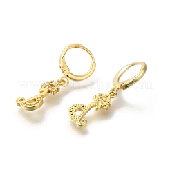 Brass Clear Cubic Zirconia Hoop Earrings&nbsp;EJEW-M045-01B