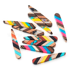 10Pcs 5 Colors Transparent Resin & Walnut Wood Pendants&nbsp;RESI-TA0002-74