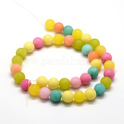 Frosted Natural Malaysia Jade Round Beads Strands&nbsp;G-E310-10mm-01