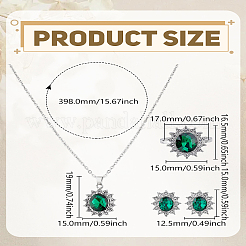Oval Glass Pendant Necklaces & Stud Earrings & Cuff Ring Sets&nbsp;SJEW-LP0001-55