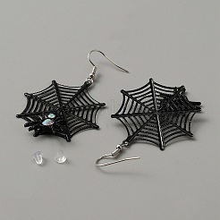 Halloween Theme Alloy Rhinestone Dangle Earrings for Women&nbsp;EJEW-WH0047-07C