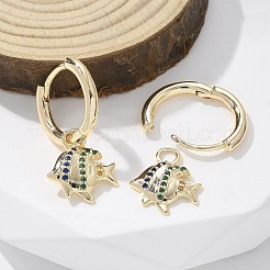 Brass Clear Cubic Zirconia Hoop Earrings&nbsp;EJEW-Q014-26G