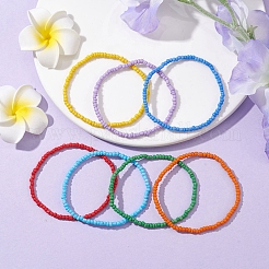 7 PCS Rainbow Style Glass Seed Beads Bracelets Sets for Women&nbsp;BJEW-JB10065-02