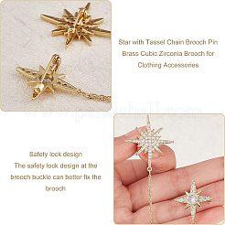 2Pcs Star with Tassel Chain Brooch Pin&nbsp;JEWB-NB0001-12
