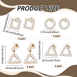4 Pairs 4 Styles Alloy Plasti Imitation Pearl Stud Earrings&nbsp;EJEW-HY0001-36