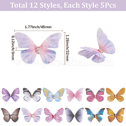 60Pcs 12 Styles 3D Gauze Butterfly Ornament Accessories&nbsp;FIND-SP0020-64B