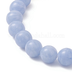 Natural Dyed Blue Lace Agate & Cultured Freshwater Pearl Round Beads Stretch Bracelets for Women&nbsp;BJEW-JB12706