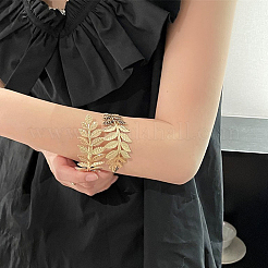 1Pc Leaf Alloy Arm Cuff Bangles for Women&nbsp;AJEW-CY0001-33G