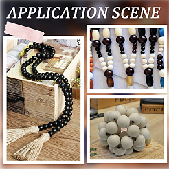 200Pcs 4 Colors Spray Painted Round Natural Schima Wood Beads&nbsp;WOOD-PA0001-73D