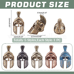 5 Pcs 5 Colors Helmet Brass Beads&nbsp;FIND-ME0002-49