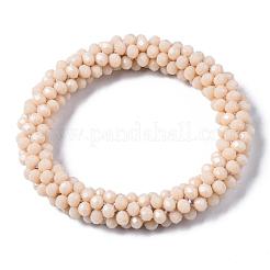 Faceted Opaque Glass Beads Stretch Bracelets&nbsp;BJEW-S144-002E-05