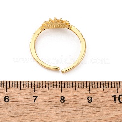 Brass Micro Pave Cubic Zirconia Shell Cuff Rings&nbsp;KK-D363-24C-G