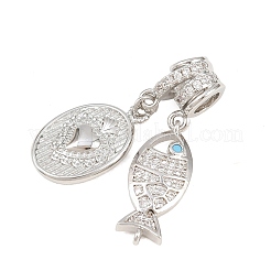 Brass Micro Pave Cubic Zirconia Pendants&nbsp;KK-Z151-07P