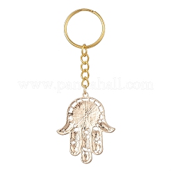 Hamsa Hand/Hand of Miriam with Evil Eye Alloy Enamel & Rhinestone Keychain&nbsp;KEYC-JKC00479