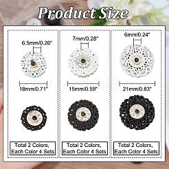 24 Sets 6 Style Zinc Alloy Snap Buttons&nbsp;BUTT-NB0001-49