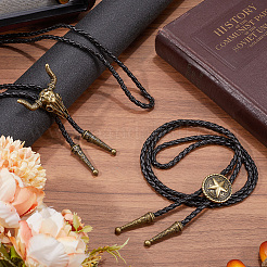 2Pcs 2 Styles Adjustable Vintage PU Leather Bolo Tie&nbsp;NJEW-GF0001-10AB