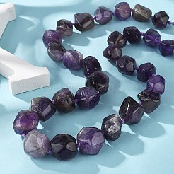 Natural Amethyst Nuggets Beaded Necklaces for Women Men&nbsp;NJEW-K388-01E