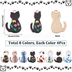 32Pcs 8 Colors Alloy Enamel Pendants&nbsp;ENAM-SC0006-04