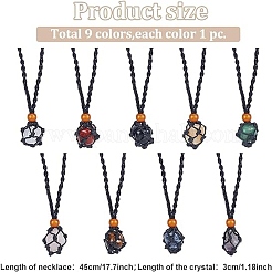 9Pcs 9 Styles Natural Mixed Gemstone Teardrop Pendant Necklaces Set&nbsp;NJEW-AN0001-46