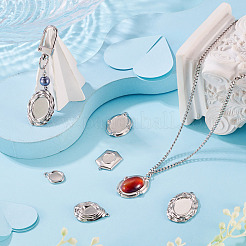 5Pcs 5 Styles 304 Stainless Steel Pendant Cabochon Settings&nbsp;STAS-TA0005-72P