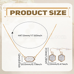 Hexagon Alloy Resin Pendant Necklaces and Dangle Earrings Sets for Women&nbsp;SJEW-LP0001-52B