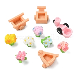 40Pcs 10 Styles Resin Flower & Cart Set Display Decorations&nbsp;DJEW-CJ0001-23