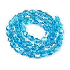 Transparent Electroplate Glass Beads Strands&nbsp;EGLA-N023-6x8mm-A07