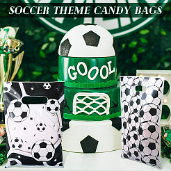 30Pcs 2 Styles Plastic Football Printed Bags with Hole Handles&nbsp;ABAG-TA0001-80