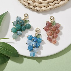 Natural & Dyed Crackle Agate Beaded Pendant Decorations&nbsp;HJEW-TA00157