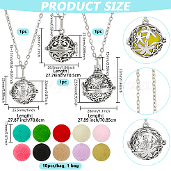 3Pcs 3 Styles Alloy Hollow Cage Diffuser Pendant Cable Chain Necklaces&nbsp;NJEW-PH0001-46P