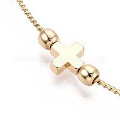 Adjustable Brass Beaded Slider Bracelets for Women&nbsp;BJEW-T022-25G