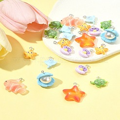 24Pcs 7 Styles Marine Organism Resin Pendants&nbsp;RESI-FS0002-05