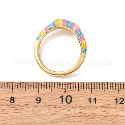 Brass Enamel Cuff Open Rings for Women&nbsp;RJEW-A098-01G-05
