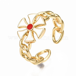 Brass Enamel Cuff Rings&nbsp;RJEW-N035-008-NF