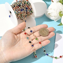 2M Flat Round Handmade Brass Glass Link Chains&nbsp;CHC-YW0001-10KCG
