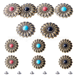 6Pcs 3 Colors Chrysanthemum Alloy with Resin Decorative Rivets&nbsp;BUTT-TA0001-30