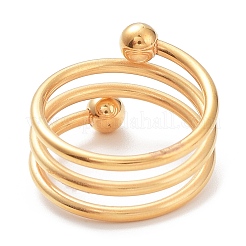 Ion Plating(IP) 304 Stainless Steel Wire Wrap Spiral Cuff Rings&nbsp;RJEW-K244-08G