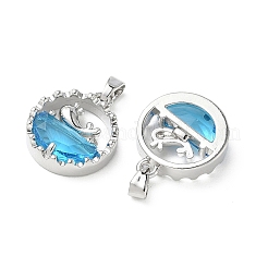 Brass Micro Pave Deep Sky Blue Cubic Zirconia Pendants&nbsp;KK-A299-02P