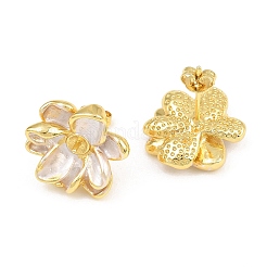 Brass Enamel Stud Earring Findings&nbsp;KK-CBA58F9-01G-01