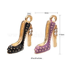 8Pcs 4 Colors Alloy Enamel Stilettos Pendants&nbsp;ENAM-FS0001-16