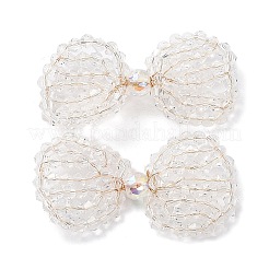 Copper Wire Wrapped Glass Beaded Bowknot Cabochons&nbsp;FIND-G058-04G