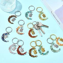 7Pcs Natural & Synthetic Gemstone Keychains&nbsp;KEYC-FS00044-02