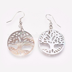 Mixed Color Shell Dangle Earrings&nbsp;KK-G346-03