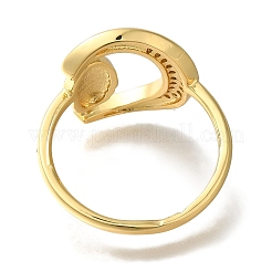 Rack Plating Moon & Saint Brass Clear Cubic Zirconia Open Cuff Rings&nbsp;RJEW-S411-07G