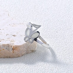 Glow in the Dark Luminous Stainless Steel Butterfly Finger Ring&nbsp;PW-WG57071-01