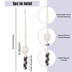 Bullet Natural Fluorite & Natural Quartz Crystal Pendant Decoration&nbsp;HJEW-PH01829