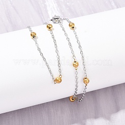 304 Stainless Steel 3MM Round Bead Cable Chain Necklaces for Women&nbsp;NJEW-G177-03A-GP
